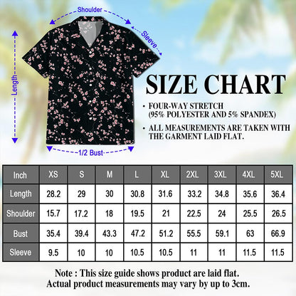 Netecom Cherry Blossom Hawaiian Shirt for Men, Japanese Button Down Summer Beach Short Sleeve, Floral Style, Sizes S-5XL