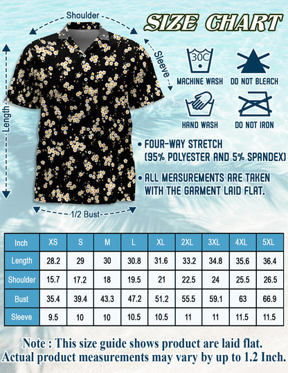 Netecom Cherry Blossom Hawaiian Shirt for Men, Retro Style, Tropical Summer Beach Button Down Short Sleeve Shirts, S-5XL