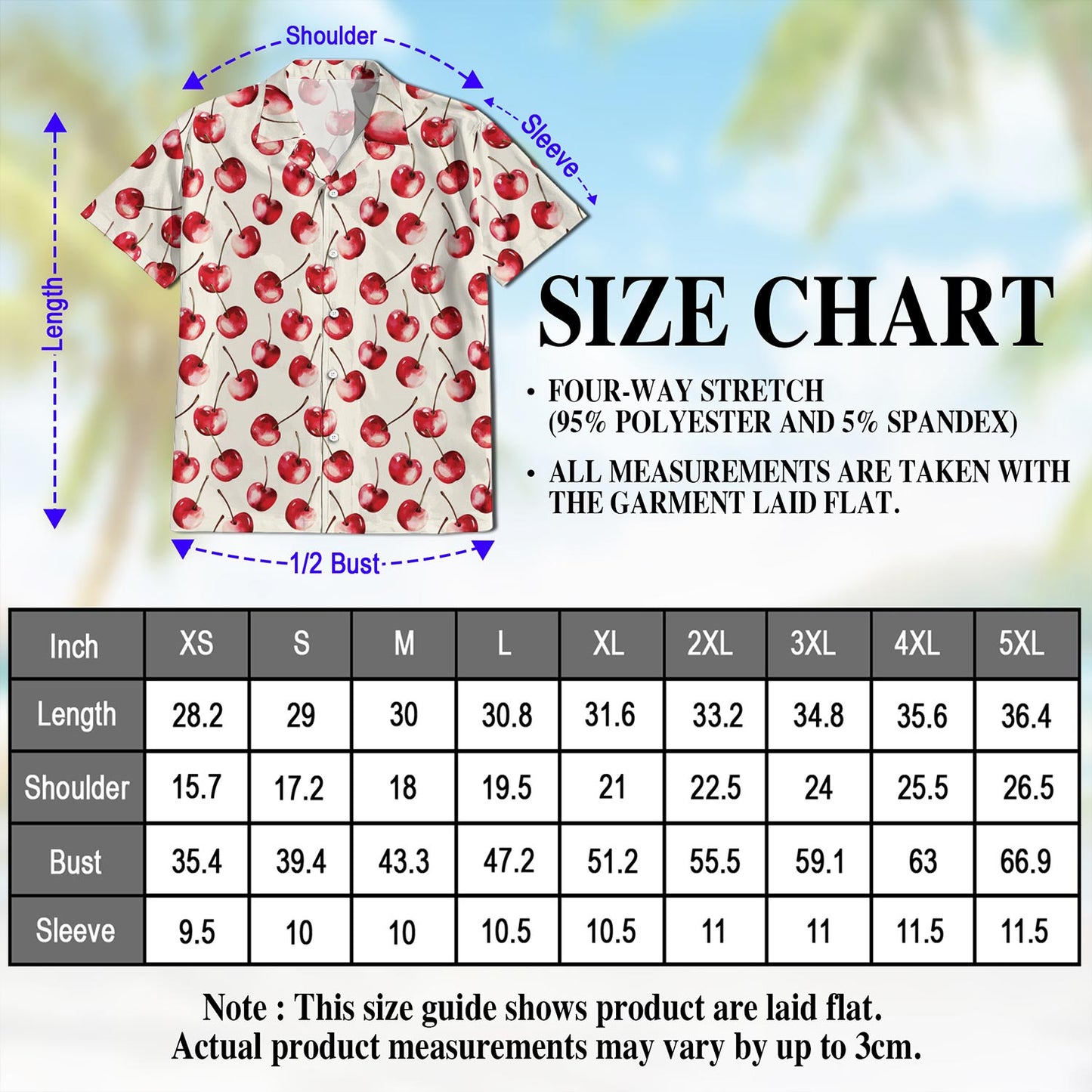 Netecom Cherry Hawaiian Shirt for Men, Button Down Summer Beach Short Sleeve, Vintage Style, S-5XL