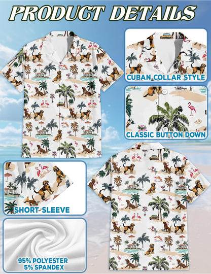 Netecom Chesapeake Bay Retriever Hawaiian Shirt for Men, Tropical Style, Button Down Summer Beach Short Sleeve, S-5XL