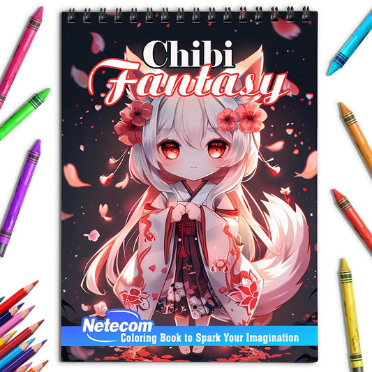 Netecom Chibi Fantasy Coloring Book for Adults