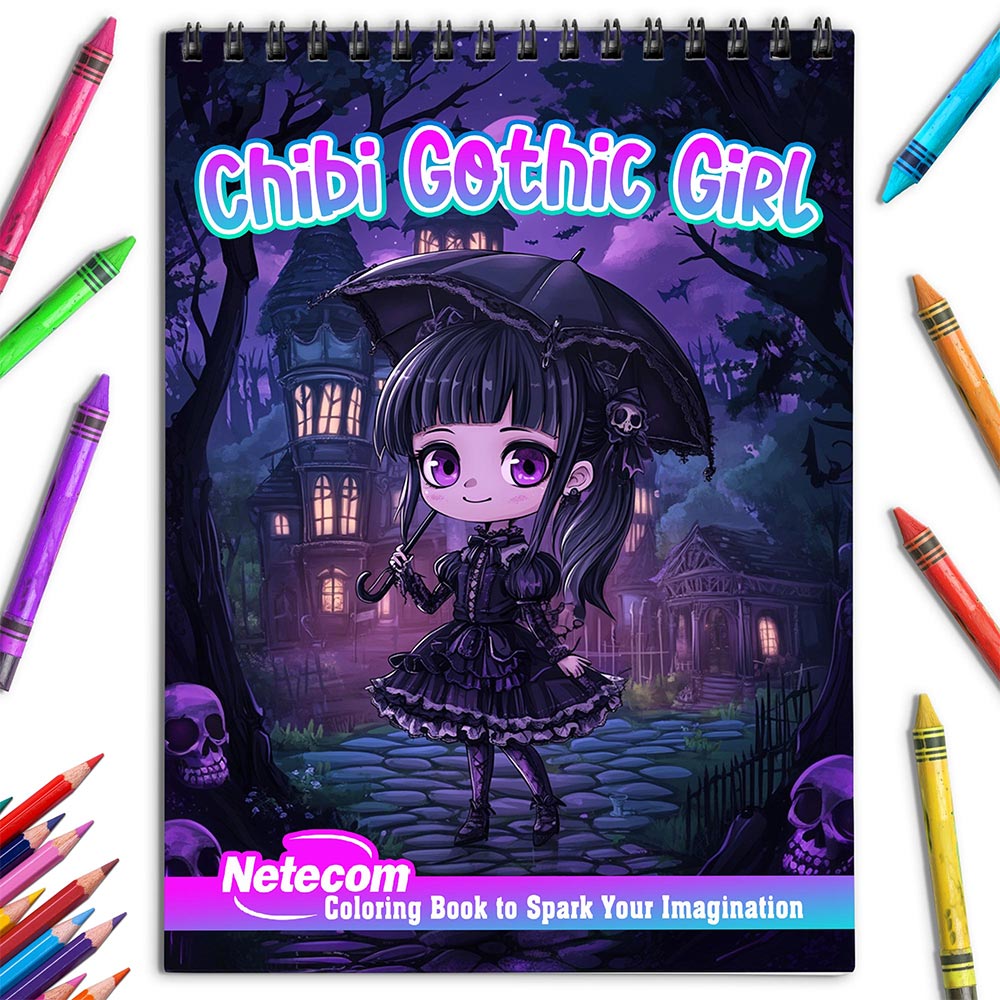 Netecom Chibi Gothic Girl Coloring Book for Adults