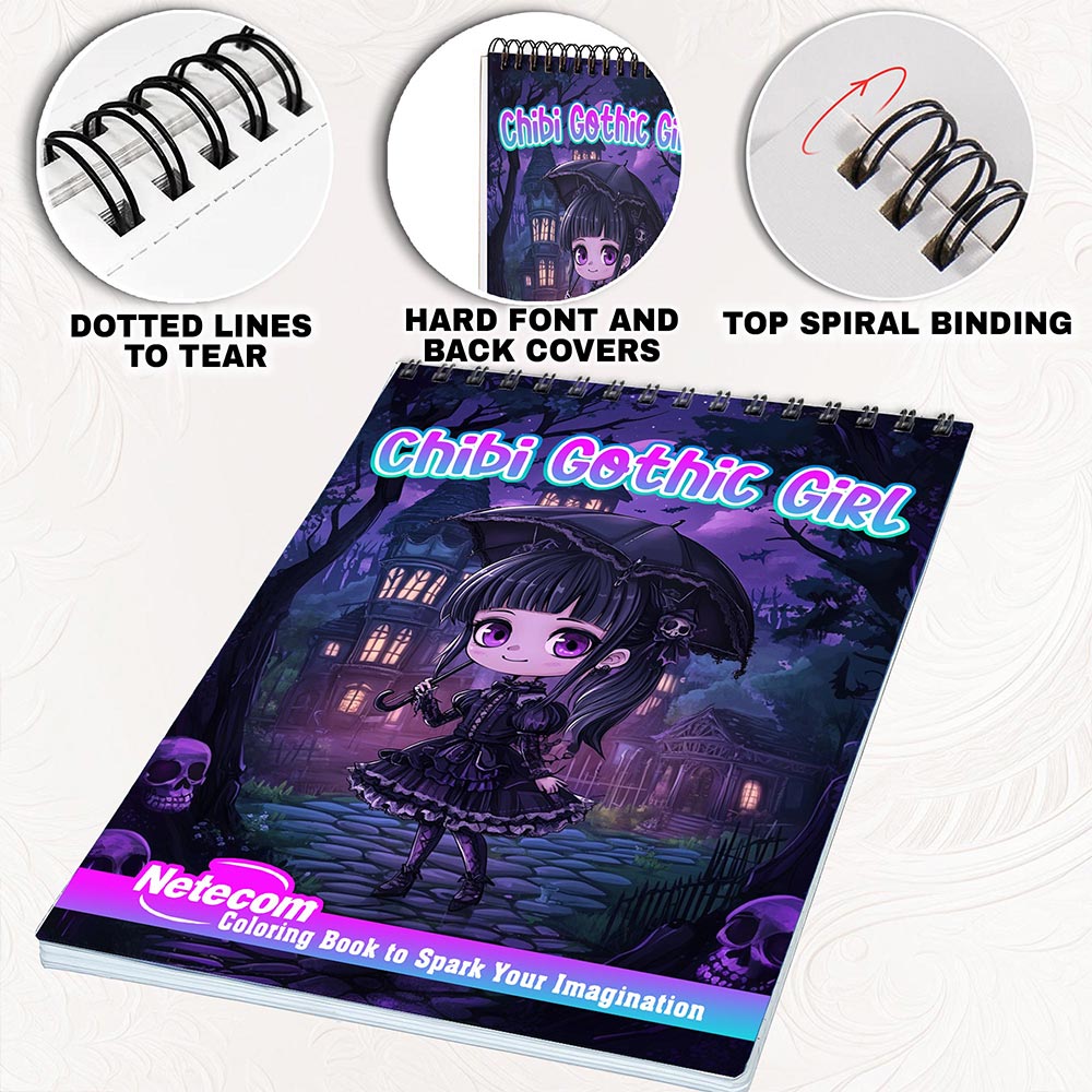 Netecom Chibi Gothic Girl Coloring Pages for Adults
