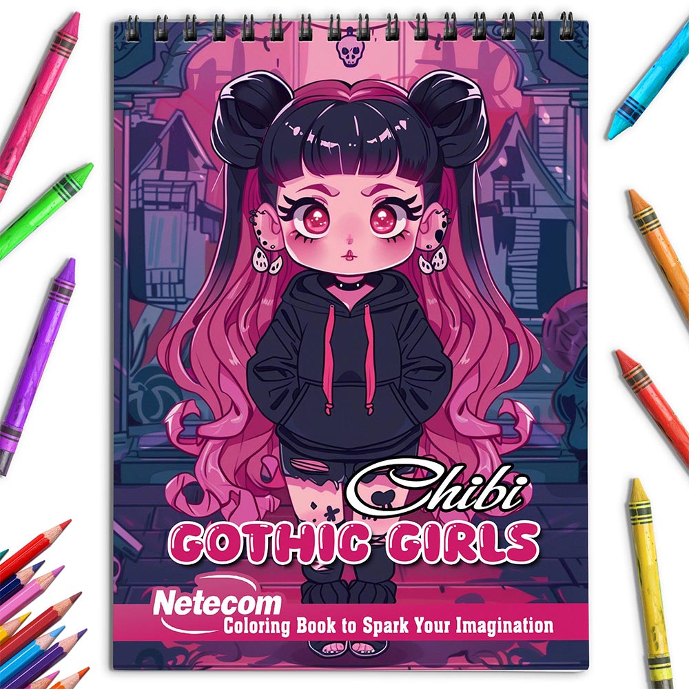 Netecom Chibi Gothic Girls Coloring Book for Adults