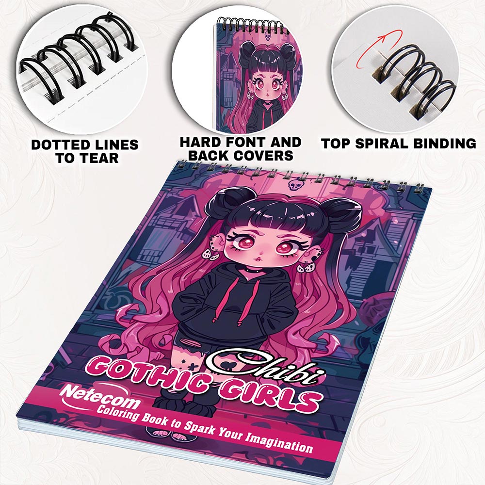 Netecom Chibi Gothic Girls Coloring Pages for Adults
