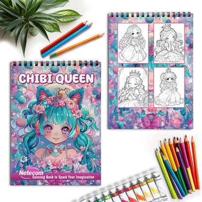 Netecom Chibi Queen Spiral Coloring Book for Adults