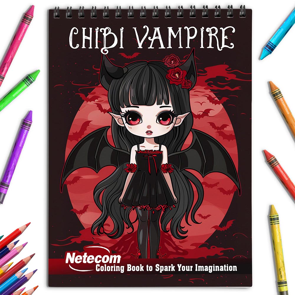 Netecom Chibi Vampire Coloring Book for Adults