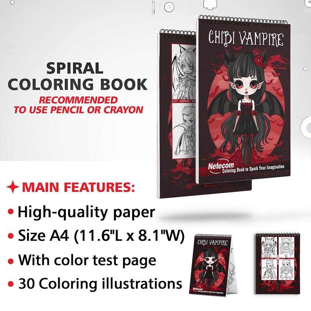 Netecom Chibi Vampire Coloring Sheets for Adults