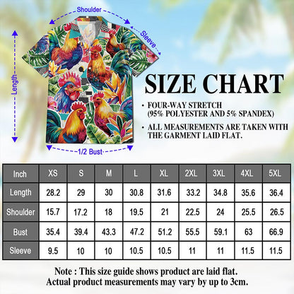 Netecom Chicken Hawaiian Shirt for Men, Button Down Summer Beach Short Sleeve, S-5XL