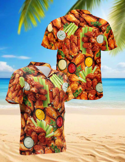 Netecom Chicken Wing Hawaiian Shirt for Men, Button Down Summer Beach Short Sleeve, Sizes S-5XL