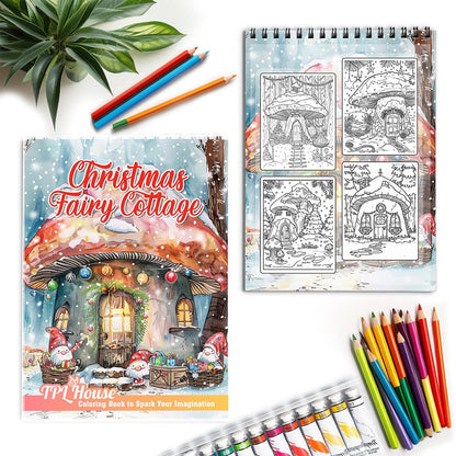 Netecom Christmas Fairy Cottage Spiral Coloring Book for Adult