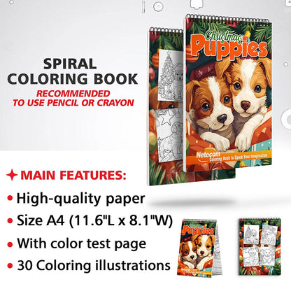 Netecom Christmas Puppies Coloring Sheets for Adult