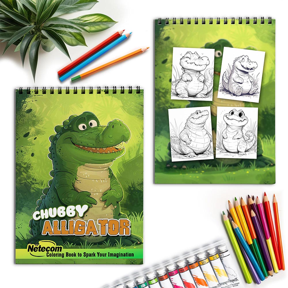 Netecom Chubby Alligator Spiral Coloring Book for Adults