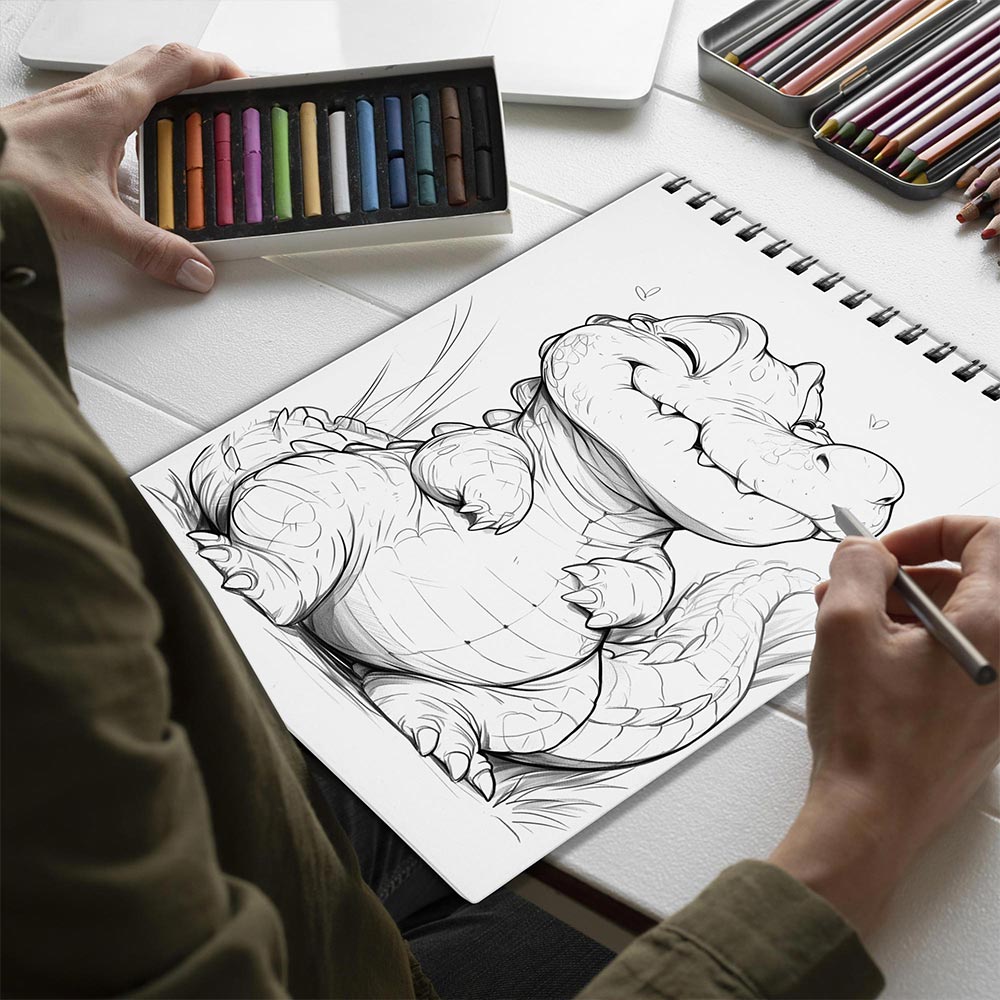 Netecom Chubby Alligator Spiral Bound Coloring Book for Adults
