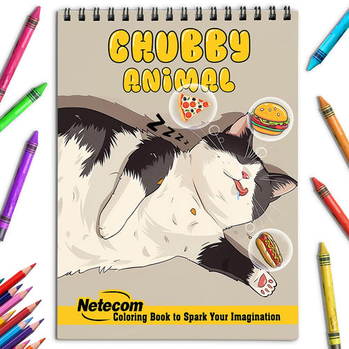 Netecom Chubby Animal Coloring Book for Adults