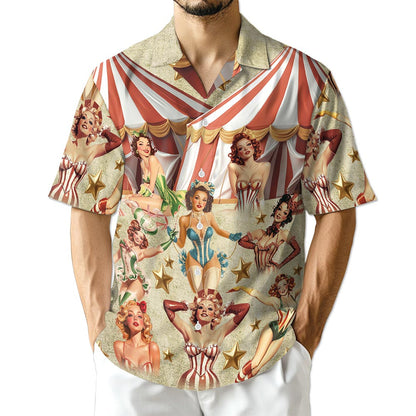 Netecom Circus Pinup Girl Hawaiian Shirt for Men