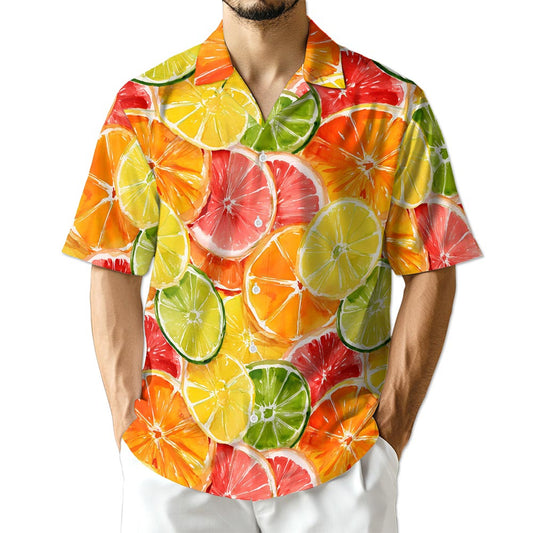 Netecom Citrus Fruits Print Hawaiian Shirt for Men