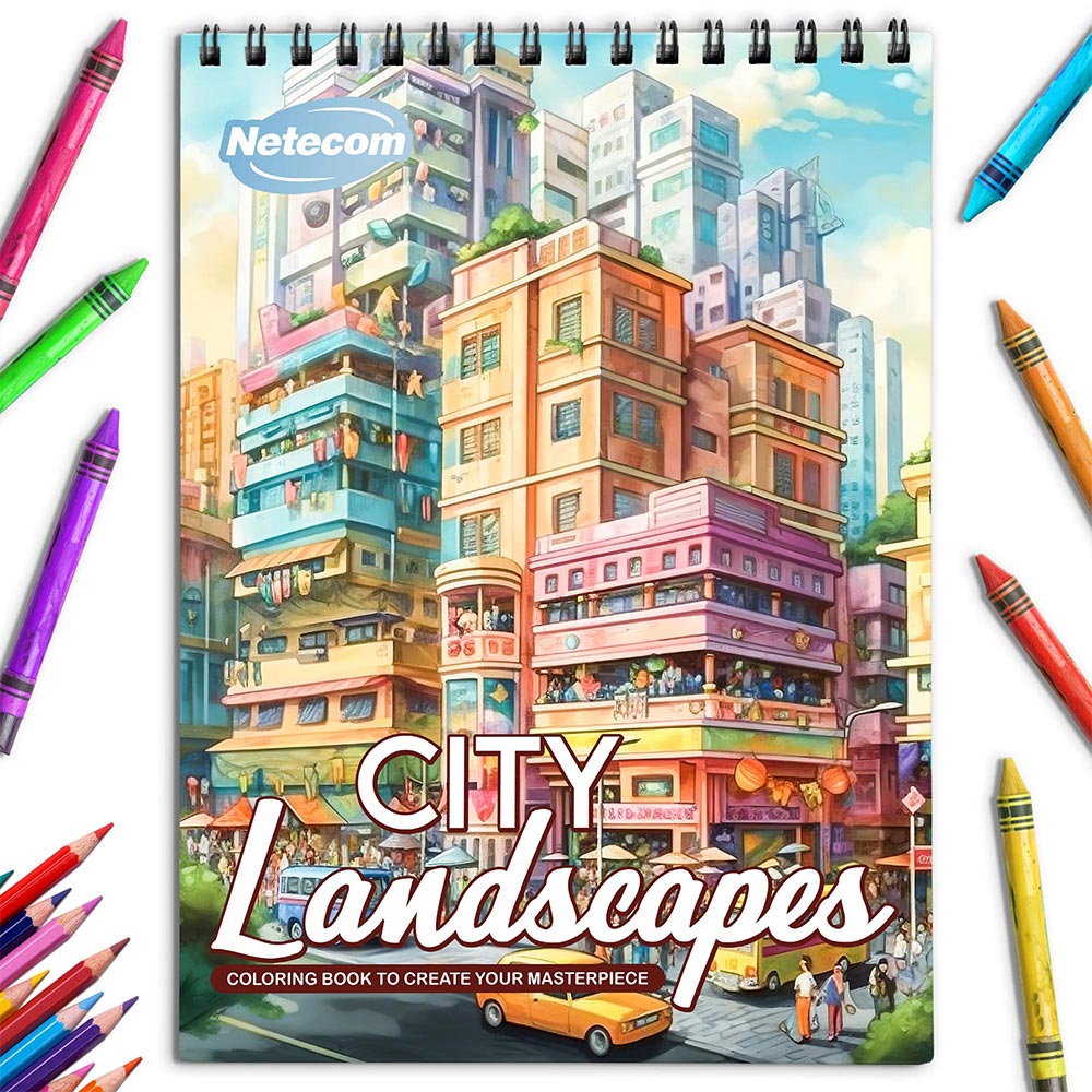 Netecom City Landscapes Coloring Book for Adults