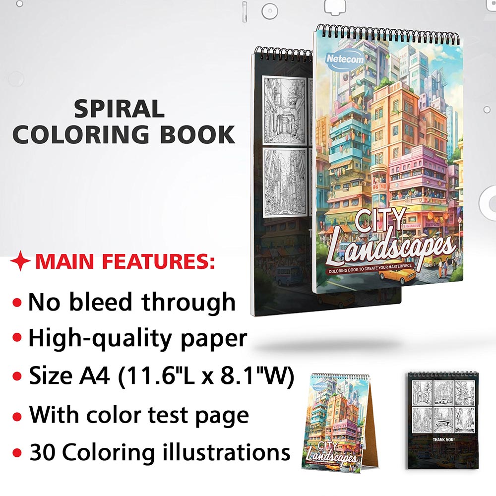 Netecom City Landscapes Coloring Sheets for Adults