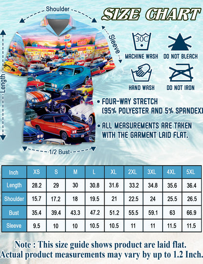 Netecom Classic Car Hawaiian Shirt for Men Women, Car Lover Gifts, Button Down Summer Aloha Beach Short Sleeve Shirts, S-5XL