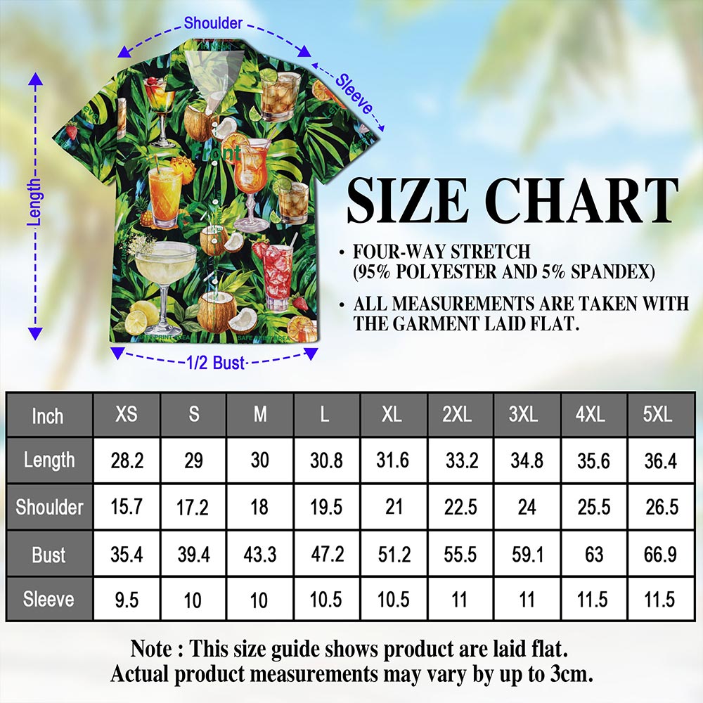 Netecom Cocktail And Fruit Hawaiian Shirt for Men, Hello Summer Tropical Button Down Beach Short Sleeve Shirts, Sizes S-5XL