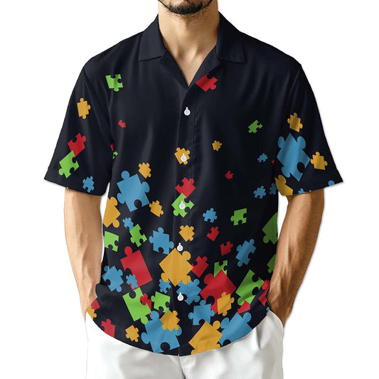 Netecom Colorful Autism Awareness Hawaiian Shirt for Men