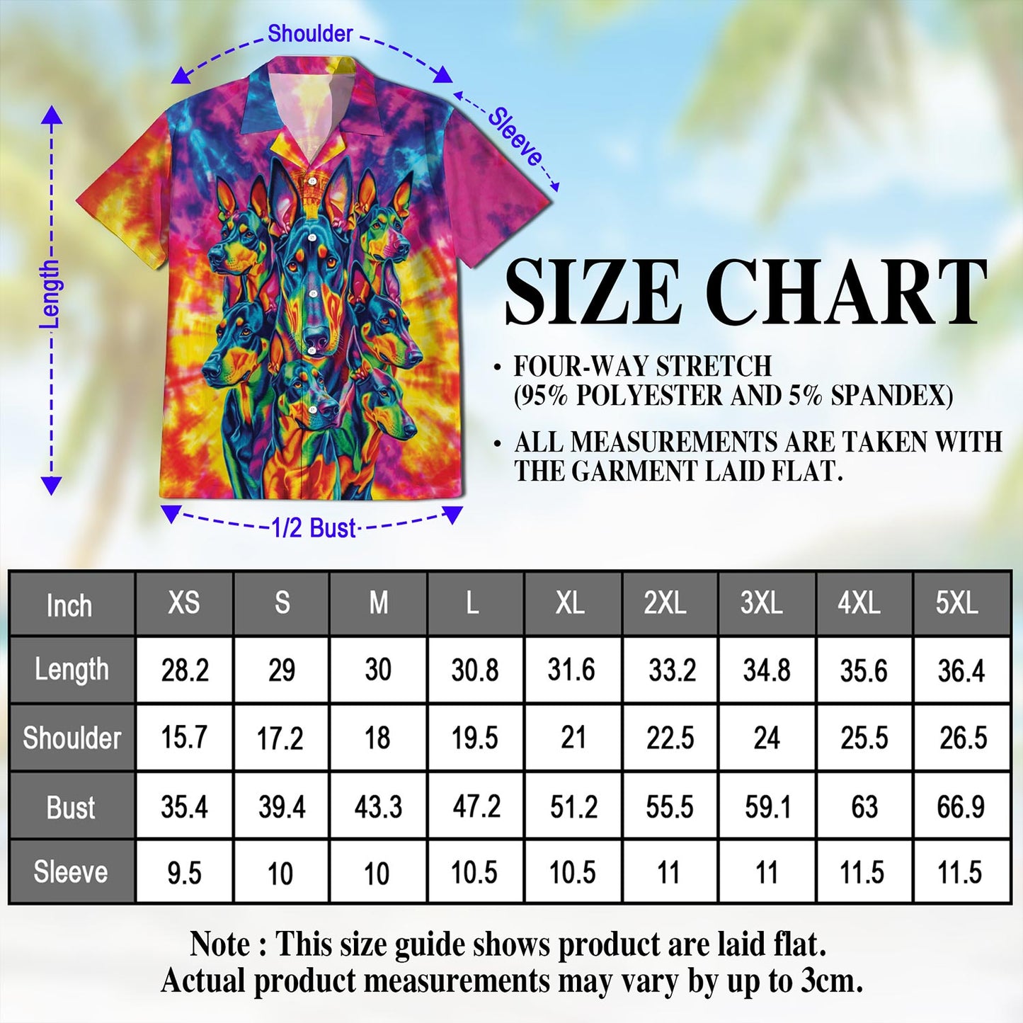 Netecom Colorful Doberman Pinscher Hawaiian Shirt for Men, Button Down Summer Beach Short Sleeve, Doberman Pinscher Lover Gifts, S-5XL