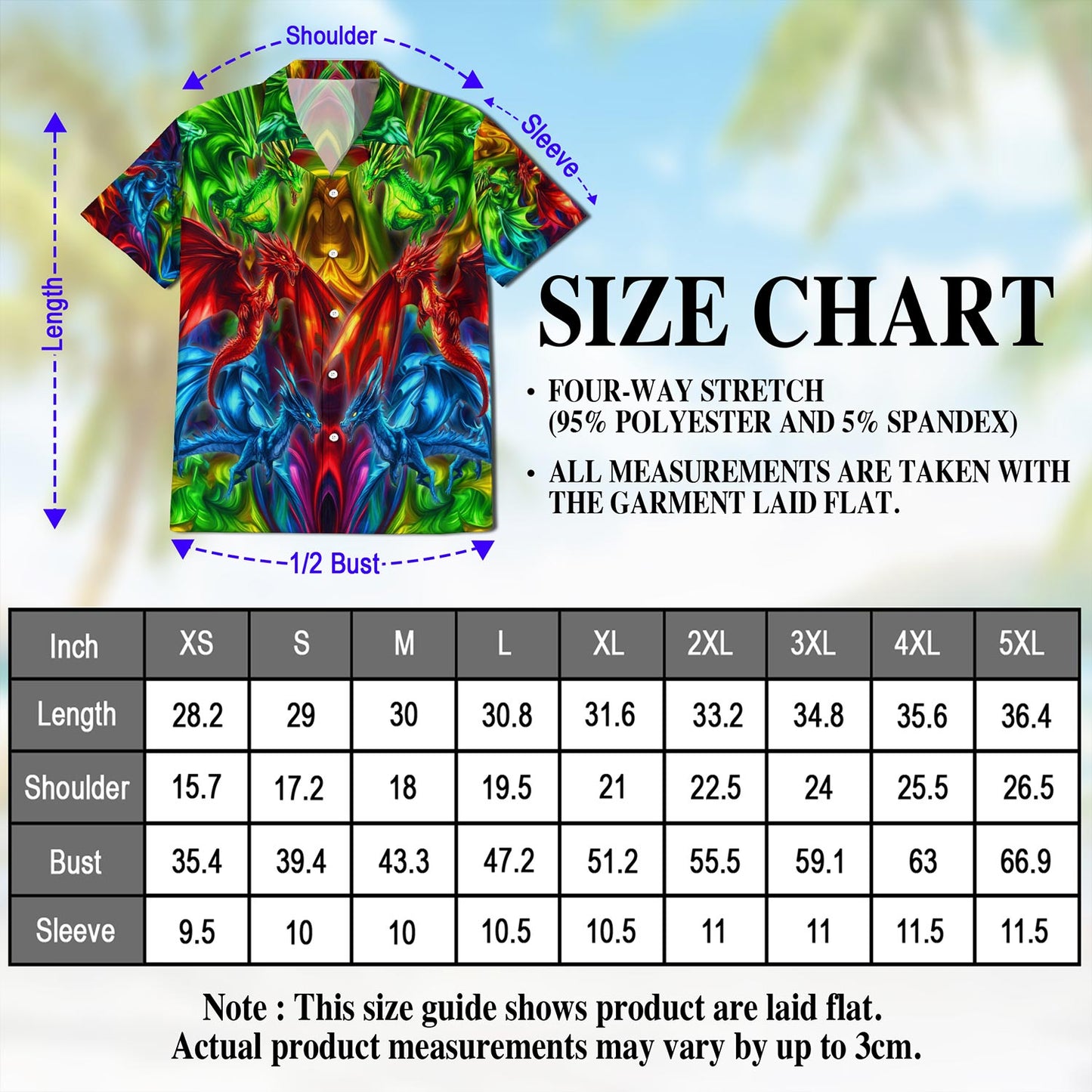 Netecom Colorful Dragon Hawaiian Shirt for Men, Dragon Lover Gift, Button Down Summer Beach Short Sleeve, S-5XL