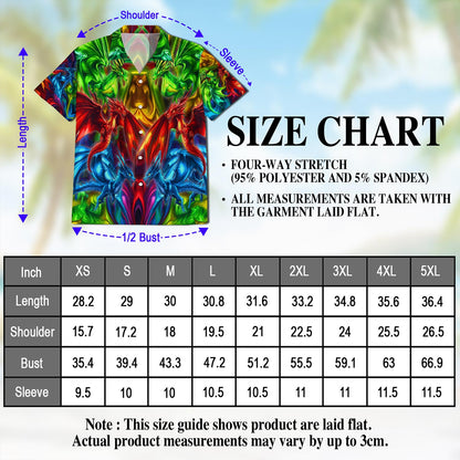 Netecom Colorful Dragon Hawaiian Shirt for Men, Dragon Lover Gift, Button Down Summer Beach Short Sleeve, S-5XL