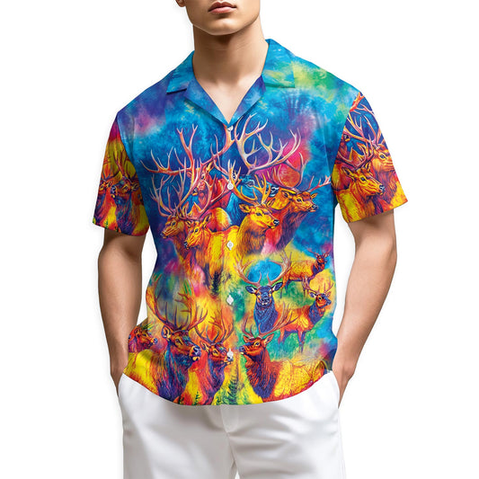 Netecom Colorful Elk Moose Hawaiian Shirt for Men