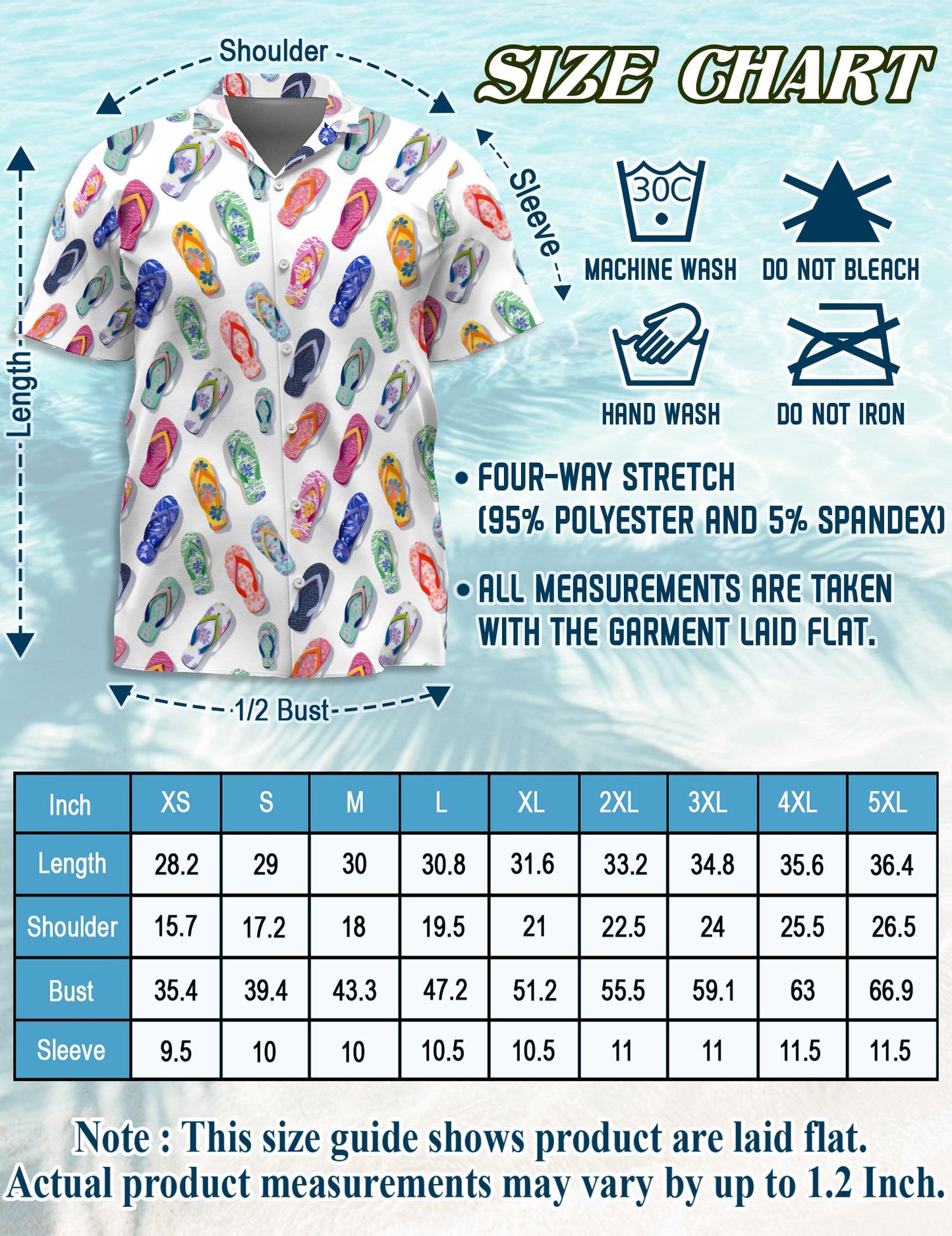Netecom Colorful Flip Flops Hawaiian Shirt for Men, Vintage Style, Button Down Summer Beach Short Sleeve, S-5XL