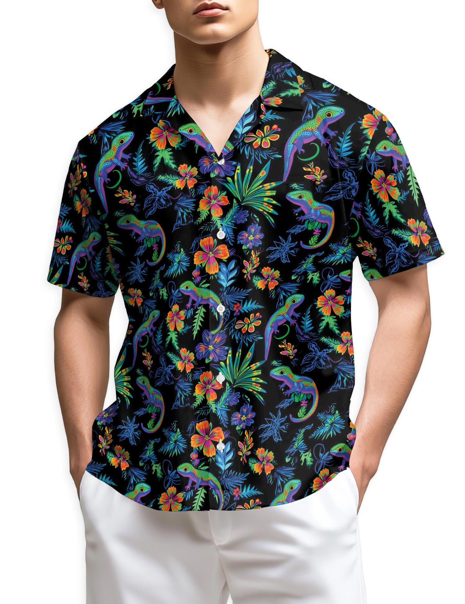 Netecom Colorful Gecko Hawaiian Shirt for Men