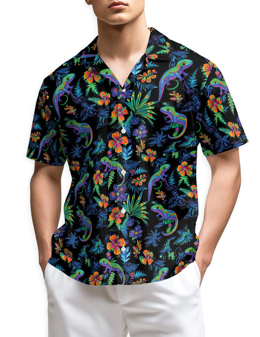 Netecom Colorful Gecko Hawaiian Shirt for Men