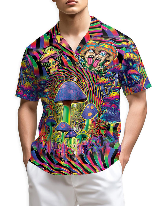 Netecom Colorful Hippie Mushroom Hawaiian Shirt for Men