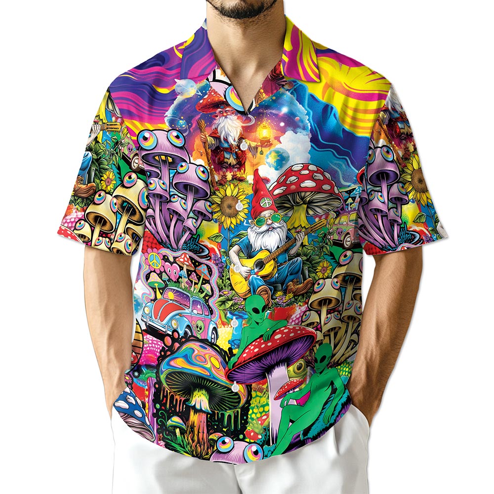 Netecom Colorful Hippie Mushroom Hawaiian Shirt for Men