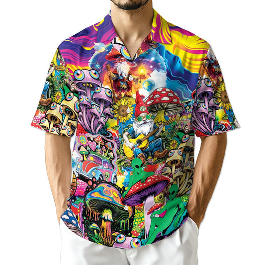 Netecom Colorful Hippie Mushroom Hawaiian Shirt for Men