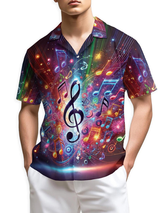 Netecom Colorful Music Notes Hawaiian Shirt for Men