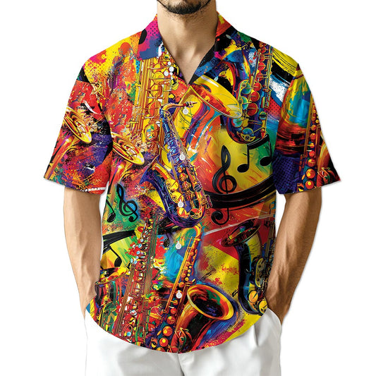 Netecom Colorful Saxophone Hawaiian Shirt for Men