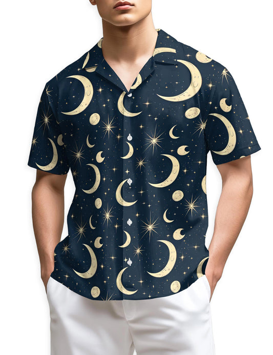 Netecom Cool Gold Half Moon Hawaiian Shirt for Men