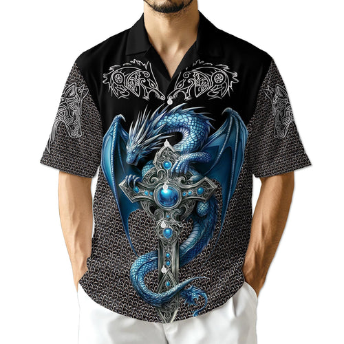 Netecom Cool Ice Dragon Mythical Creature Hawaiian Shirt for Men