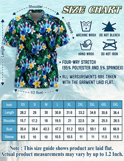 Netecom Cool Plumeria Bowling Hawaiian Shirt for Men, Bowling Ball Sport Bowler Button Down Summer Beach Short Sleeve, S-5XL