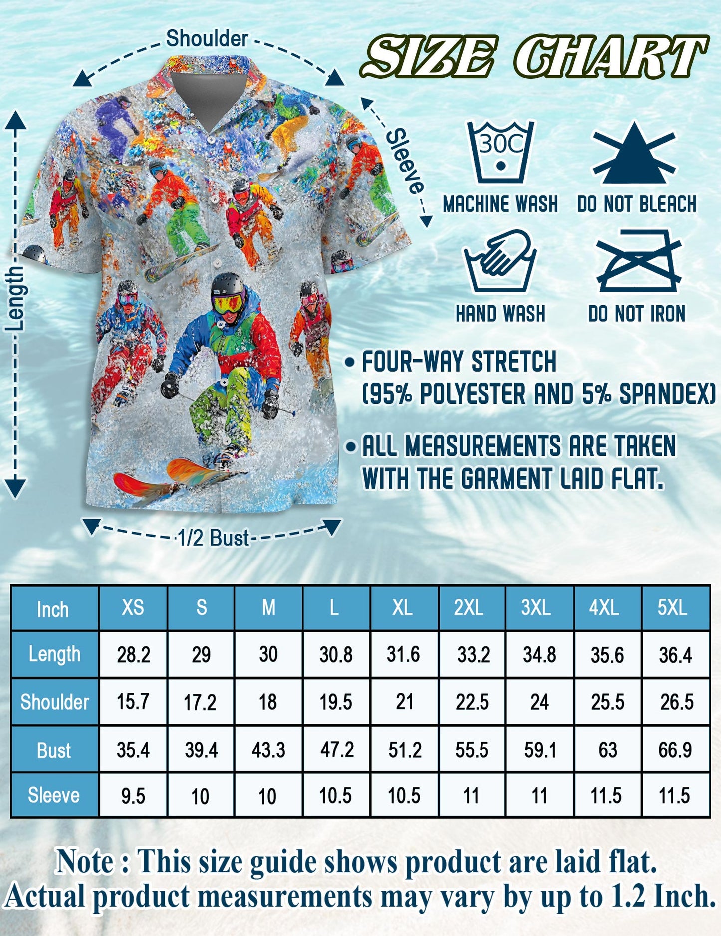 Netecom Cool Snowboard Hawaiian Shirt for Men, Ski Lover Gifts, Mountain Skier Button Down Summer Beach Short Sleeve, S-5XL