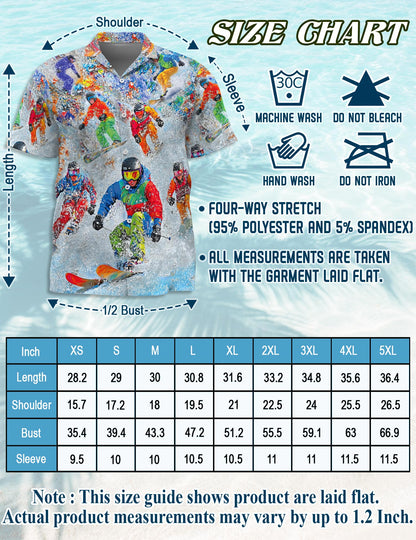 Netecom Cool Snowboard Hawaiian Shirt for Men, Ski Lover Gifts, Mountain Skier Button Down Summer Beach Short Sleeve, S-5XL