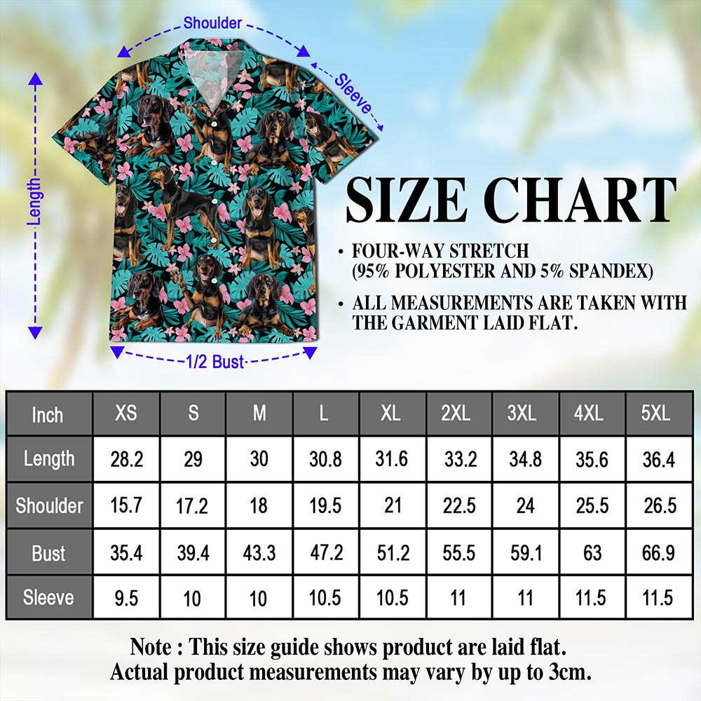 Netecom Coonhound Hawaiian Shirt for Men, Tropical Style, Button Down Summer Beach Short Sleeve, S-5XL