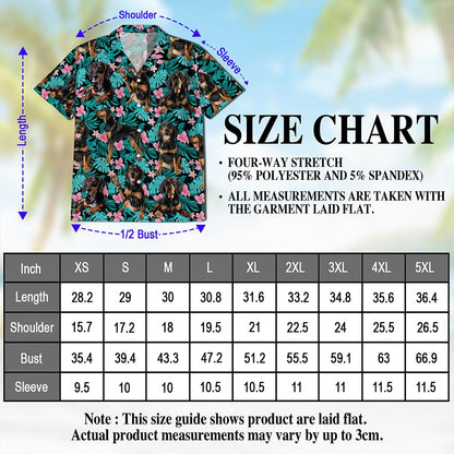 Netecom Coonhound Hawaiian Shirt for Men, Tropical Style, Button Down Summer Beach Short Sleeve, S-5XL