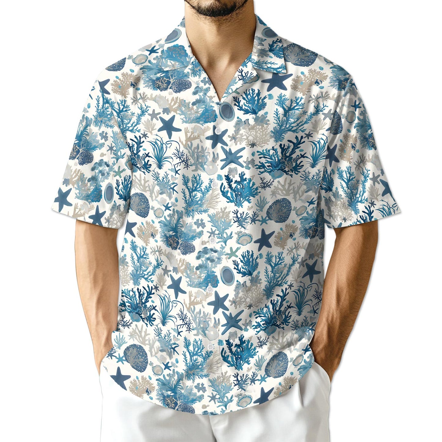 Netecom Coral Hawaiian Shirt for Men