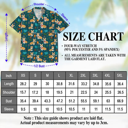 Netecom Corgi Camping Hawaiian Shirt for Men, Retro Style, Button Down Summer Beach Short Sleeve, S-5XL