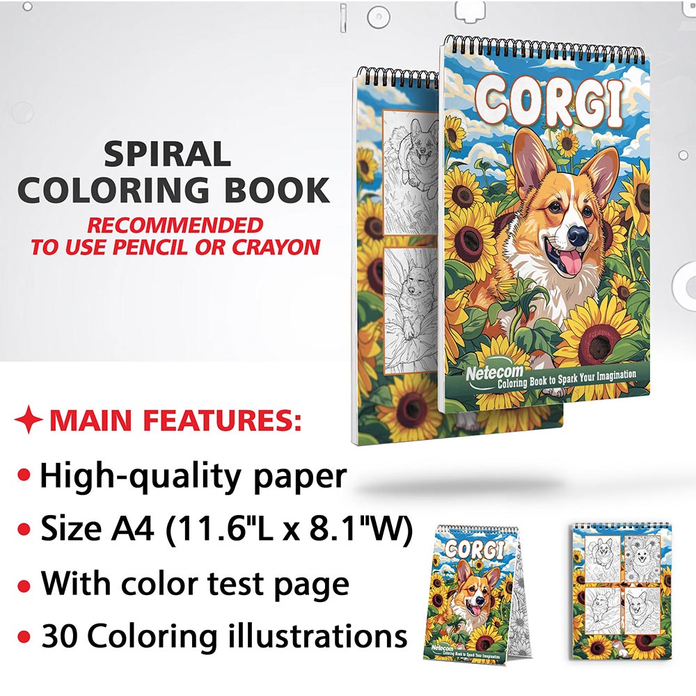 Netecom Corgi Coloring Sheets for Adults