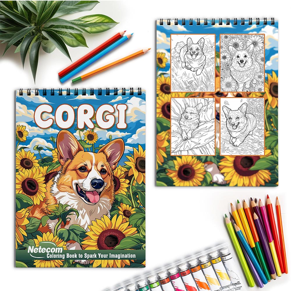Netecom Corgi Spiral Coloring Book for Adults