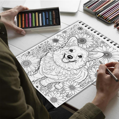 Netecom Corgi Spiral Bound Coloring Book for Adults